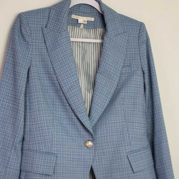 Veronica Beard Women's Blue Plaid Long and Lean Dickey Jacket Blazer Size 0 - Picture 4 of 15